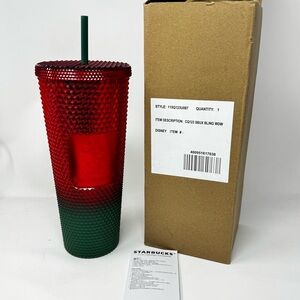 Walt Disney World Starbucks 2022 Holiday Christmas Mickey Studded 24oz Tumbler